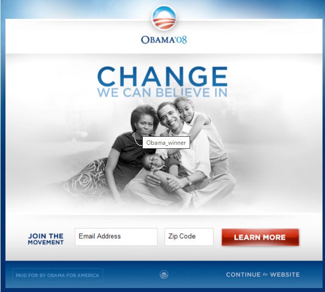 オバマ大統領の公式サイトの画像